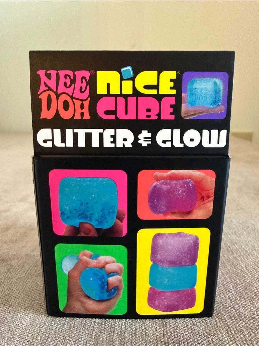 NeeDoh Nice Cube Glitter and Glow Super Solid Squish! - Purple | New